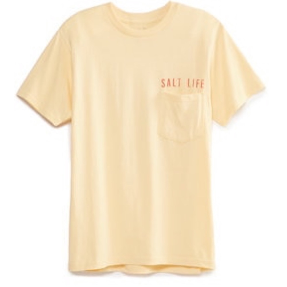 Salt life happy hour yellow pocket tee m
